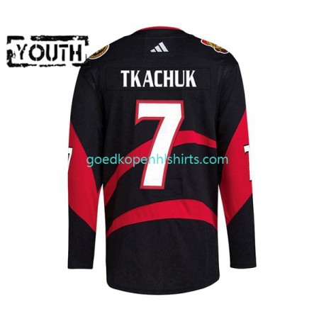 Ottawa Senators Tkachuk 7 Adidas 2022-2023 Reverse Retro Zwart Authentic Shirt - Kinderen